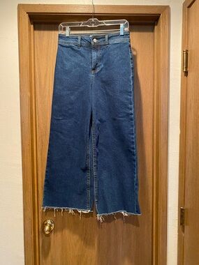 Vanilla Star Indigo Wide Leg Raw Hem Jeans